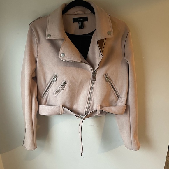 Forever 21 Faux Suede Pink Moto Jacket Women’s Medium - Picture 2 of 6
